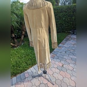 Leather Fringe long coat